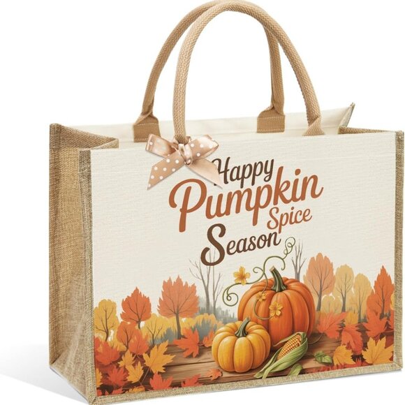 Autumn Pumpkin Canvas Tote Bag for Women, Rustic Country Gift Christmas Thanksgi - Picture 1 of 6